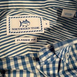 Blue check button up great condition.